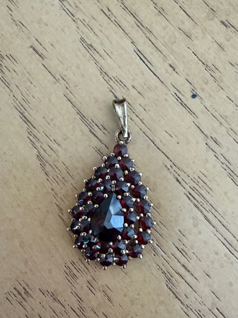 Deep Red Teardrop Garnet Pendant - Women Jewelry